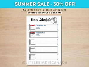 Exam Schedule - PRINTABLE Journal Page - Planner Page - Student Journal - Student Planner - Student Agenda - Exam Tracker - Test Schedule - Etsy New Zealand