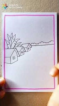 How to Draw a Simple Village Scenery for Beginners | Step-by-Step Landscape