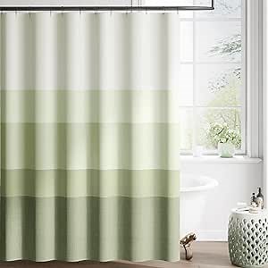jinchan Ombre Forest Green Shower Curtain for Bathroom 70x72 Inch 12 Hooks | Long Shower Curtain Hooks, Bathroom Decor,Stripe, Waterproof Fabric, Gradual Color, Minimalist Design, Modern Neutral,Cloth