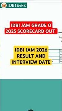 IDBI JAM GRADE O 2025 SCORECARD OUT| IDBI JAM 2026 RESULT DATE| #idbibank #banking