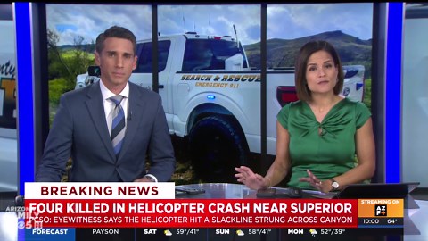 Helicopter hit slackline that stretched across canyon, witness tells officials; 4 family members dead