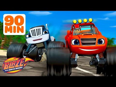 Blaze & Crusher's MOUNT DRAGON Race & More Adventures! | 90 Minutes | Blaze and the Monster Machines