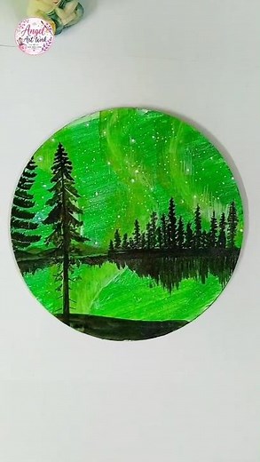 💚🌌 Beautiful Aurora Borealis Painting | Easy Acrylic Art Tutorial 🎨
