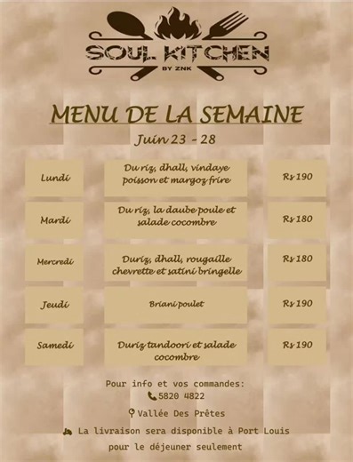 Soul Kitchen: Weekly Lunch Menu Highlights