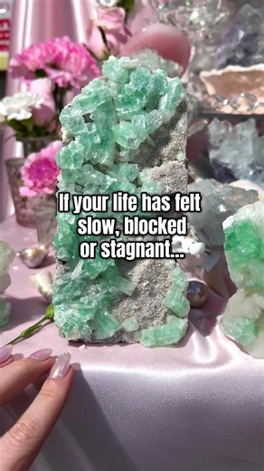 Green Diamond Apophyllite ✨ Known as the “fairy portal” of the crystal world, this rare green Apophyllite is believed to support renewal, abundance, and fresh energy, perfect for stepping into your next chapter.🌸 Many collectors use it to refresh their space, elevate their energy and attract new opportunities. Only a few pieces are available ,the exact ones shown in this video. 💌 DM to claim yours before they’re gone. #thedreamden #rarecrystal #crystalsale #crystalcollector