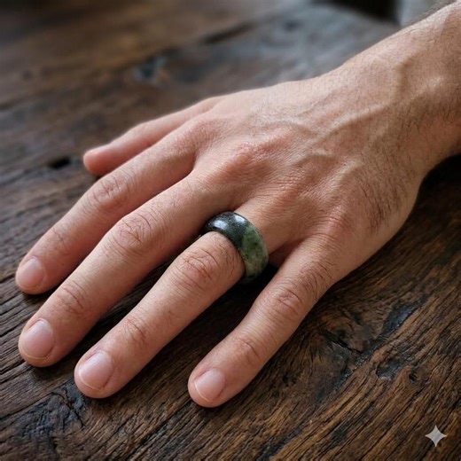 Rugged Jade Ring, Thick Band, Green - Black Stone, Raw Minimalist Jewelry, Unisex Statement Ring - Etsy