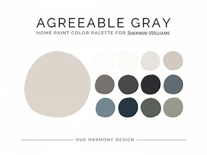 Agreeable Gray Sherwin Williams Whole House Paint Color Palette Agreeable Grey Coordinating Paint Color Scheme Warm Neutral Home Colors 2025 - Etsy