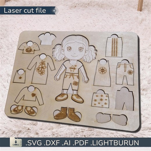 Dress up Doll Puzzle SVG | Laser Cut Files for Wood Toy | Educational Diy Gift for Girl | SVG DXF Lightburn for Glowforge Xtool Cnc, Jigsaw - Etsy