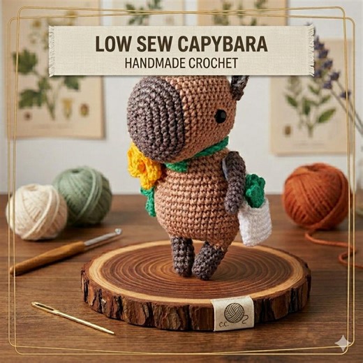Low Sew Capybara Crochet Pattern, Amigurumi Capybara With Flower & Tote, Market Day PDF Tutorial, Beginner Friendly Digital Download - Etsy