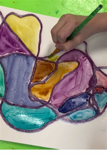 Creative Kindergarten Process Art with Yarn and Watercolor