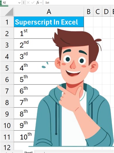 Cómo escribir 1ro, 2do, 3ro en Excel con atajos