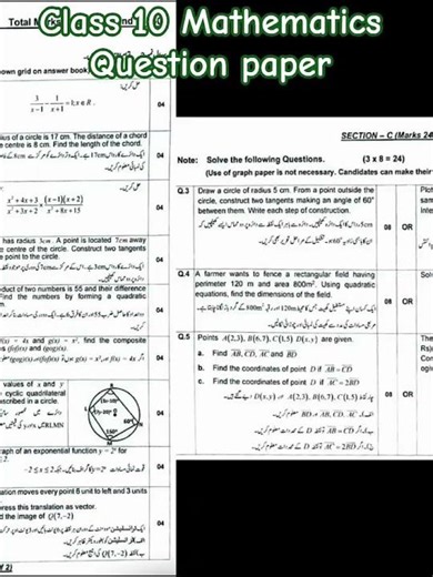 Class 10 Mathematics Question paper 2026#FBISE #2026# Morning shift