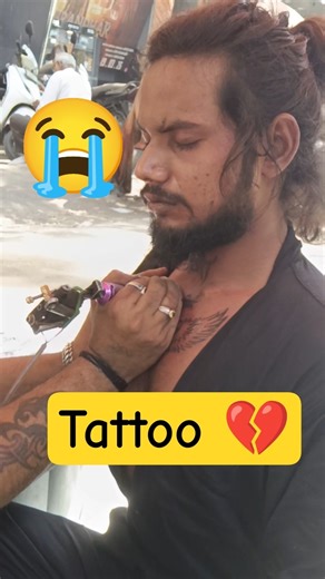 Heart & Wings Tattoo on Chest || BF&GF Name in Heart Tattoo #Shorts #tattooartist #trending #viral