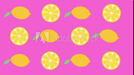 Bright cartoon animation of rotating lemons. Animation of appearing lemons. Lemons background. Minimal motion animation.