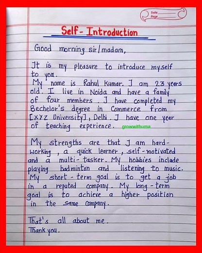 How to introduce yourself in english/self introduction in job interview/self introduction freshers