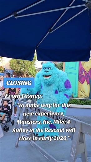 oh no!! Did Disney just say Monsters Inc will be closing at Disney's California Adventure?? .. To make way for this new experience, Monsters, Inc. Mike & Sulley to the Rescue! will close in early 2026. .. this is directly from Disney Parks Blog today! #dca #disneyparks #monstersinc #disneyscaliforniaadventurepark #rideclosure