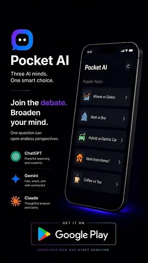 Meet Pocket AI | Three AI Minds. One Smart Conversation. 🤖📱