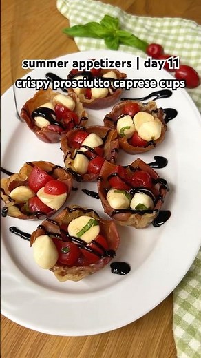 Crispy Prosciutto Caprese Cups 🍅🧀 Recipe in Comments and Description ⭐️ #prosciuttocups