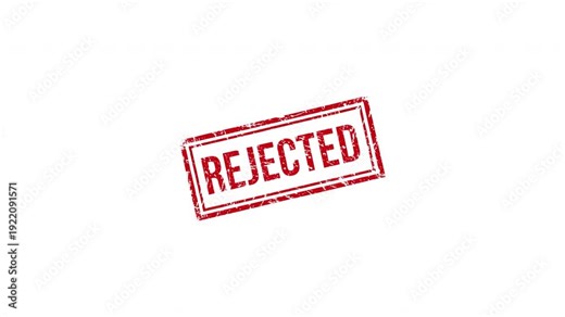 red rejected rubber stamp with grunge texture isolated for business document denial failed application and declined concept. Alpha channel