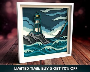 3D Lighthouse Shadow Box SVG - Nautical Layered Files for Cricut, Silhouette & Laser Cut - Nautical Wall Decor - Etsy