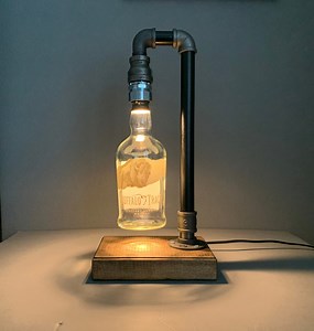 Buffalo Trace Lamp, Bourbon Gift, Whiskey Light, Iron Pipe Lamp, Buffalo Trace Gift, Home Bar Decor, Rustic Desk Lamp, Liquor Bottle Light - Etsy