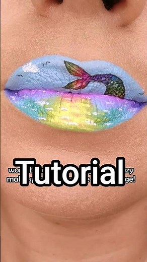 Mermaid in rainbow waters 🧜🏼‍♀️🌈🌊 — lip tutorial!