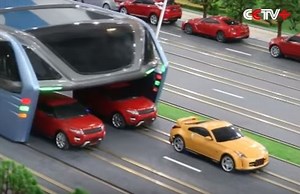 China debuts bus cars can drive through