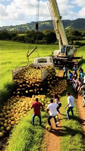 Truck Tips Over in the Field of Pumpkins Spill as Crane Rushes In #shorts