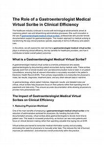 The Role of a Gastroenterologist Medical Virtual Scribe in Clinical Efficiency - SlideServe