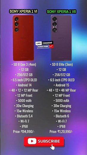 Sony Xperia 1 VI vs Sony Xperia 1 VII - Comparison! #sonyxperia1vi #sonyxperia1vii #sony