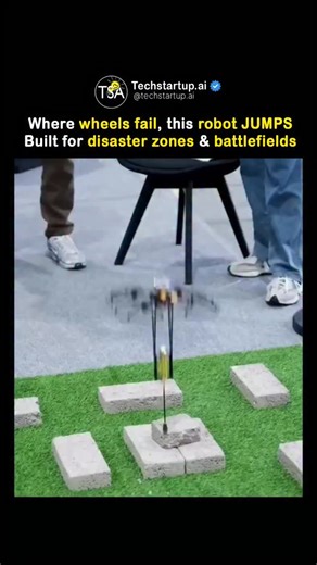 AI | Tech | Business | Most robots are designed to roll. This one leaps. Instead of wheels, it relies on a spring-loaded leg that stores elastic energy and... | Instagram