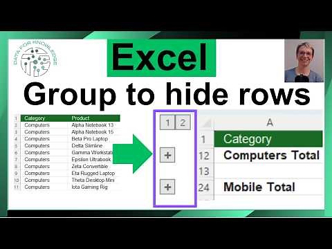 How to Group and Collapse Rows in Excel - Explaining the 1 & 2 symbols
