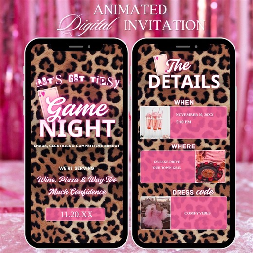 Pink Cheetah Print Game Night Invitation (digital Evite) - Etsy