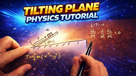 Frictionless block on a tilting plane explained with Lagrangian mechanics