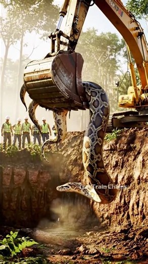 Excavator Lifts Rock, Giant Snake Nest Below! #excavator #snake #discovery