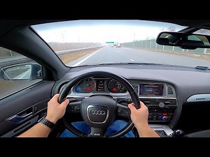 2006 Audi A6 C6 3.0 TDI Quattro S-line 225 HP winter POV Test Drive exhaust sound and acceleraction