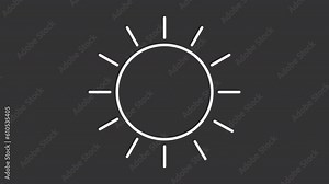Ultraviolet ray white icon animation. Animated line rotating sun rays. UV radiation. Skin care. Loop HD video with chroma key, alpha channel, transparent background. Outline motion graphic animation