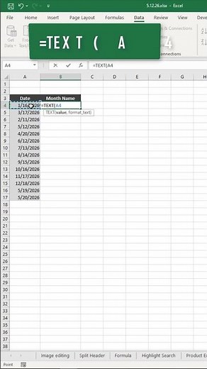 Extract Month Names from Dates In Excel