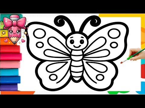 How To Draw cute butterfly Drawing, Painting & Coloring For Kids and Toddlers_ Child Art 🐋🌈🎨