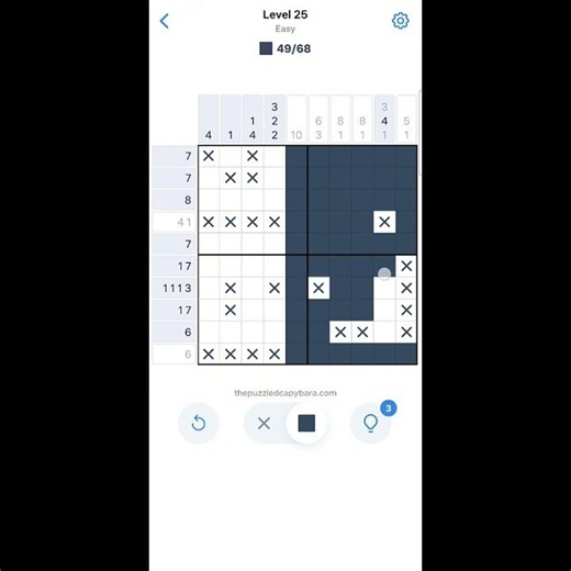 Nonogram.com Level 25 — Easy #mobilegaming #puzzle #nonogram #beginnerfriendly