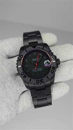 SMC MODS on Instagram: "New Stealth Seiko-YachtMaster 42 mm. Specifications: Seiko NH35A Caliber Automatic 41 Hours Power Reserve Vibrations Per Hour 21,600 bpm Bi-directional Winding Rotor Date Display Complication Regulated @ +/-5 Sec Per Day Characteristics: 904L Grade Stainless Steel Black PVD Coated Front Sapphire Crystal Red AR Coating Ceramic Bezel Insert Screw Down Crown Window Case Back 200M Water Resistant Unidirectional Bezel Signed Crown Dimensions: Case diameter: 42 mm Lug to lug: 4