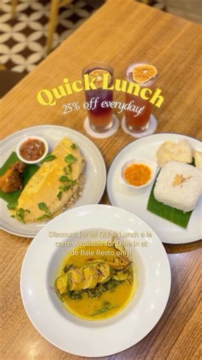 de JAVA Hotel Bandung on Instagram: "Wait a minute! Enjoy our Nusantara menus for lunch with 25% off✨ Only at de Bale Resto by de Java Hotel Bandung🍴 #dejavahotelbandung #hotelrestobandung #hotelnearpvj #hotelstrategisbandung #hoteljalansukajadi"
