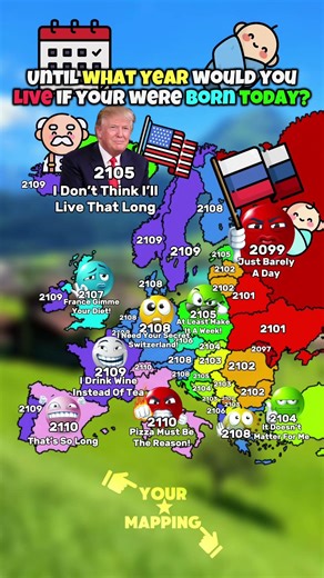Until what year would you live if born today? #geographythroughmaps #mapguide #map #trending #fyp