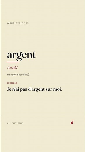 argent: meaning, pronunciation & example | DELF A1 · TEF TCF prep #020