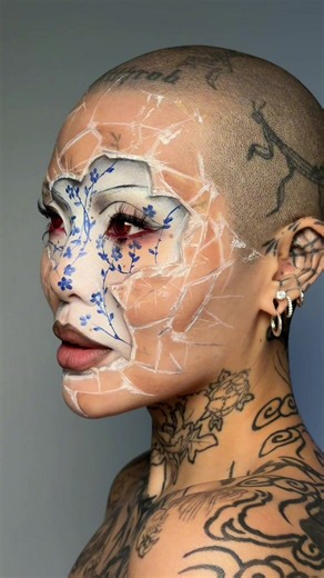 Porcelain Doll Makeup Using Tin Foil — Broken Glass Tutorial