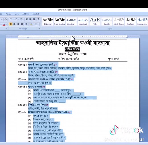 Tech The Motiur (@techthemotiur) - How to Align Numbered Questions in MS Word