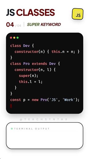 JavaScript Classes Super Keyword Syntax And Live Output For Beginners