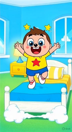 Funny Cartoon Boy Bed Jump 😂 | 3D Pixar Style Bedroom Animation | Hilarious Cartoon Short #shorts