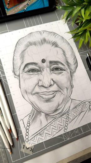 Asha Bhosle Drawing 💔 RIP #shorts #art #drawing #ashabhosle