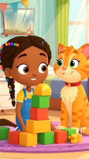 A cute cat 🐈 with girl 👧 #fun #animation